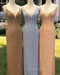 Mermaid Sequined Beaded V-Neck Formal Dress