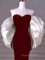 Mermaid Strapless Red Evening Prom Dress Long Party Dress