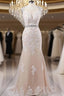 Mermaid Sweep Train Open Back Tulle Evening Prom Appliques Wedding Dress