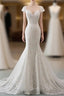 Mermaid Sweetheart Lace Long Wedding Dress Bride Gown Cap Sleeves