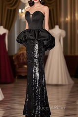 Mermaid Sweetheart Long Black Sequin Evening Prom Dress