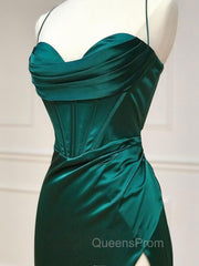Mermaid Sweetheart Neck Green Long Evening Prom Dress, Green Evening Dress
