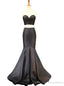 Mermaid Sweetheart Sleeveless Floor Length Black Satin Prom Dress