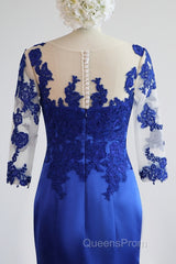 Mermaid / Trumpet Evening Gown Elegant Dress Formal Floor Length Half Sleeve Illusion Neck Satin With Pleats