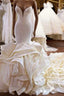 Mermaid V-neck Long Train Chiffon Lotus Leaf Hem Wedding Dress