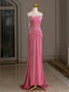 Mermaid Velvet Beads Pink Long Classy Prom Dress, Pink Long Classy Dress
