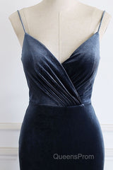 Mermaid Velvet Bridesmaid Dress Leg Slit