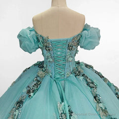 Mint Green Off Shoulder Court Train Quinceaera Dress