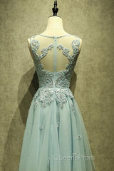 Mint Green Tulle Short Lace Beaded Knee Length Wedding Party Dress, Lovely Homecoming Dress Evening Prom Dress