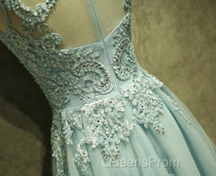 Mint Green Tulle Short Lace Beaded Knee Length Wedding Party Dress, Lovely Homecoming Dress Evening Prom Dress