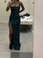 Modest Mermaid Long Dark Green Sequin Slit Classy Prom Dress