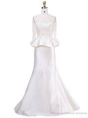 Mother of the bride dresses Sleeves Crystal Beading Lace Mermaid Prom Dresses