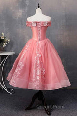 A-line Off-Shoulder Short Evening Prom Dress Appliques Sweet 16 Gown