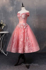 A-line Off-Shoulder Short Evening Prom Dress Appliques Sweet 16 Gown