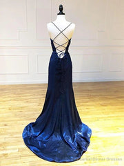 Navy Blue Cross Back Long Prom Dresses Navy Blue Formal Graduation Evening Dresses prom dresses shops