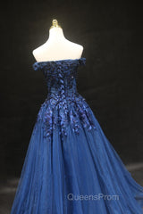 Navy Blue Formal Dress Evening Prom Dress,