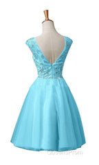 New A-Line Scoop Tulle Knee Length Homecoming Dress
