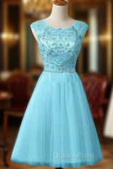 New A-Line Scoop Tulle Knee Length Homecoming Dress