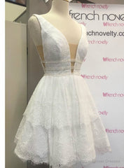 New Arrival A-line Deep V-neck Open-back Sexy Little Homecoming Dresses