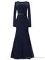 New Mermaid Long Sleeves Ribbon Trumpet Mother of the Bride Dress