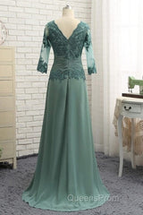 Noble A-Shaped Princess Chiffon Sticker Spoon 3/4 Sleeve Mother Of The Bride Dress