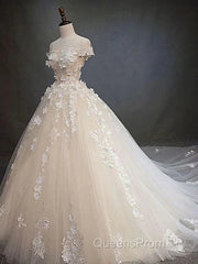 Off Shoulder Lace Long Evening Prom Wedding Dress