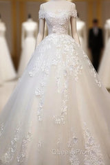 Off Shoulder Lace Long Evening Prom Wedding Dress