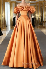 Off Shoulder Satin Sweetheart Lace-Up Party Dress, Satin Simple Evening Dress Evening Prom Dress