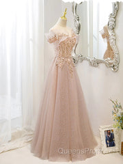 Off The Shoulder A Line Tulle Long Evening Prom Dress Formal Evening Dress