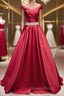 Off the Shoulder Burgundy Long Evening Prom Dress, Off Shoulder Wine Red Formal Evening Dress