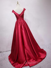 Off the Shoulder Burgundy Long Evening Prom Dress, Off Shoulder Wine Red Formal Evening Dress
