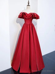 Off the Shoulder Burgundy Long Prom Dresses, Off Shoulder Wine Red Long Formal Evening Dresses