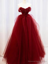 Off the Shoulder Burgundy Long Prom Dresses, Wine Red Long Formal Evening Dresses