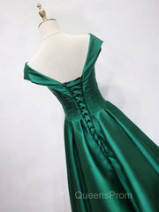 Off the Shoulder Green Long Evening Prom Dress with Corset Back, Off Shoulder Long Green Formal Evening Dress