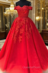 Off The Shoulder Lace Red Evening Prom Dress A Line Sequin Evening Gowns