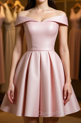Off The Shoulder Pink Homecoming Dress Short Evening Prom Dress, Off Shoulder Graduation Dress, Formal Dress, Evening Dress