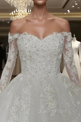 Off The Shoulder Royal Train Lace Wedding Dress Ball Gowns