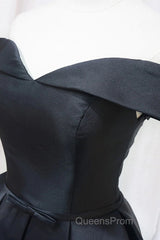 Off the Shoulder Short Black Evening Prom Dress, Off Shoulder Short Black Formal Graduation Dress
