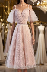 Off the Shoulder Short Pink Evening Prom Dress with Corset Back, Short Pink Formal Graduation Bridesmaid Dress