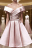Off the Shoulder Short Pink Evening Prom Dress, Short Pink Formal Evening Graduation Dress