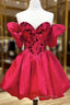 Off The Shoulder Short Red Evening Prom Dress, Short Red Formal Graduation Dress