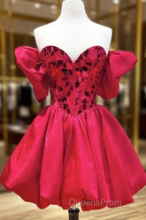 Off The Shoulder Short Red Evening Prom Dress, Short Red Formal Graduation Dress