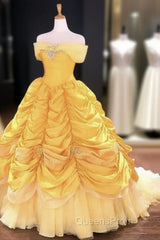 Off The Shoulder Taffeta Ball Gown Quinceanera Dress Yellow