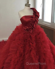 One Shoulder Ball Gown Ruffles Dress