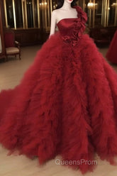 One Shoulder Ball Gown Ruffles Dress