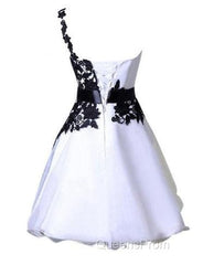 One Shoulder Black Lace Cute Short Homecoming/Evening Prom Dress