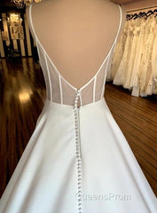 Open Back A-Line Satin Wedding Dress