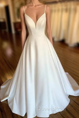 Open Back A-Line Satin Wedding Dress