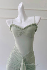 Pea Green Suspender Long Dress