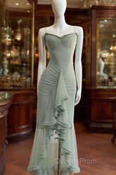 Pea Green Suspender Long Dress